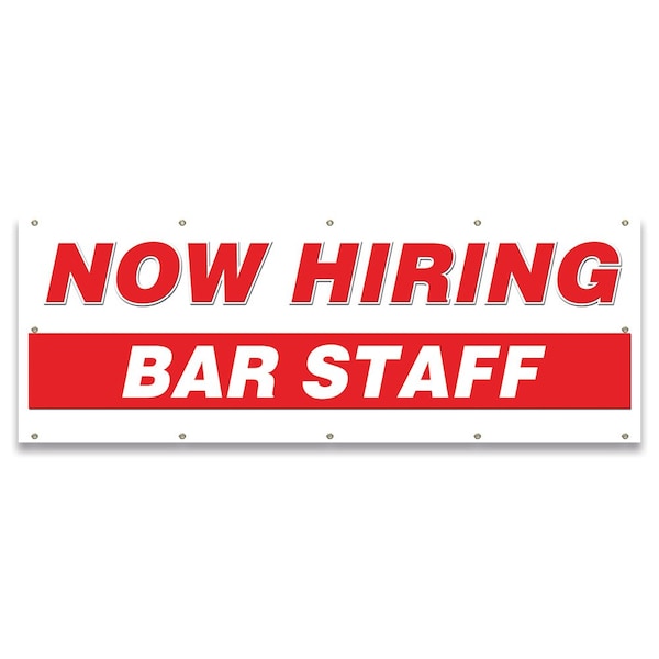 Now Hiring Bar Staff Banner Apply Inside Accepting Application Single Sided